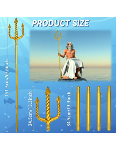 Tridente Dorado de 152.4 cm Amlisia para Disfraz de Rey Neptuno 2