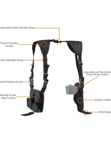 Funda de Hombro Xaegistac Ajustable para Pistolas Unisex