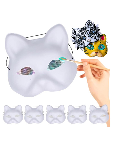 5 Máscaras de Gato Therian Liokoon - Base Plástica para DIY