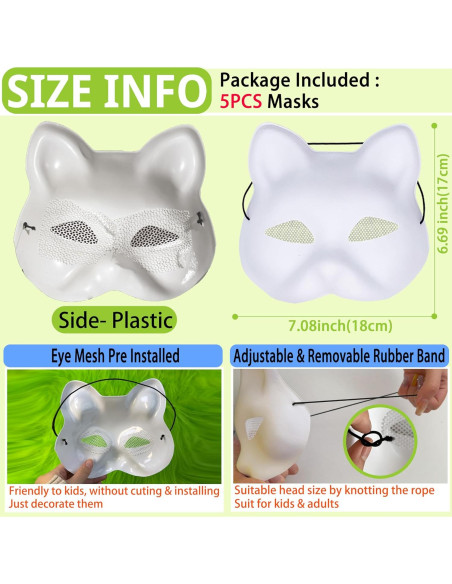 5 Máscaras de Gato Therian Liokoon - Base Plástica para DIY