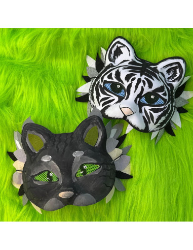 5 Máscaras de Gato Therian Liokoon - Base Plástica para DIY
