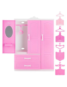 Armario de Muñeca PH PandaHall con 40 Perchas Rosa