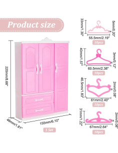 Armario de Muñeca PH PandaHall con 40 Perchas Rosa 2