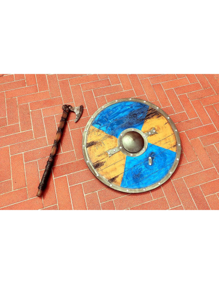 Escudo Redondo Vikingo LOOYAR 60cm + Hacha Mano Juguete