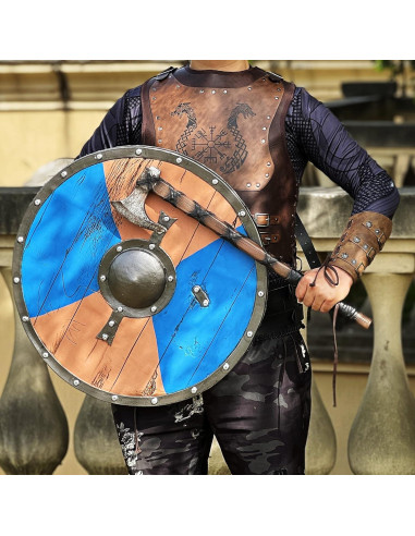 Escudo Redondo Vikingo LOOYAR 60cm + Hacha Mano Juguete