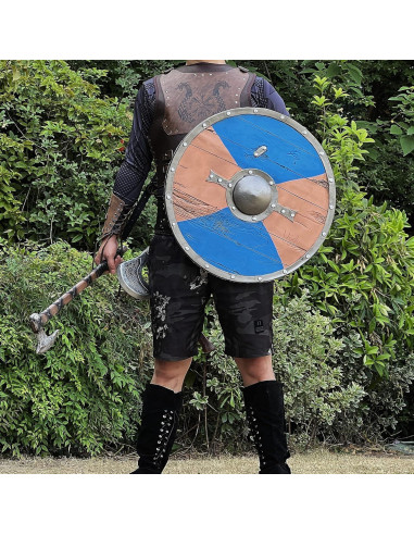 Escudo Redondo Vikingo LOOYAR 60cm + Hacha Mano Juguete