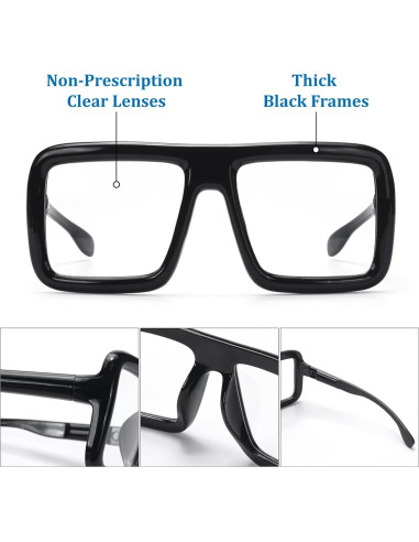 Gafas de sol cuadradas grandes ERDOGLY con lentes claros