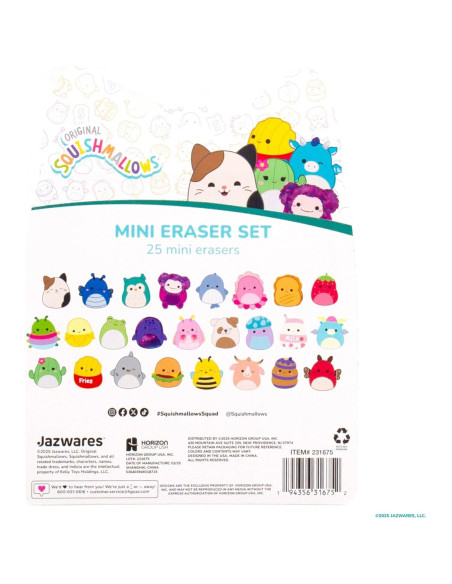 Conjunto de 25 Borradores Mini Squishmallows Originales