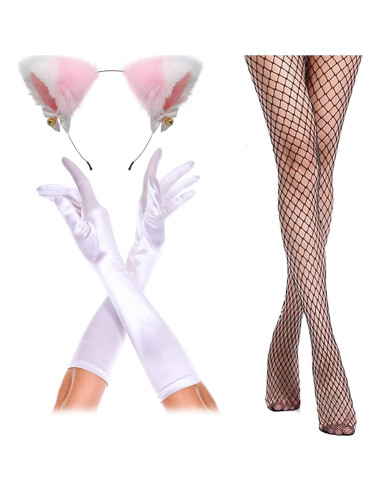 Disfraz de Conejita Rosa para Mujeres con Guantes y Orejas