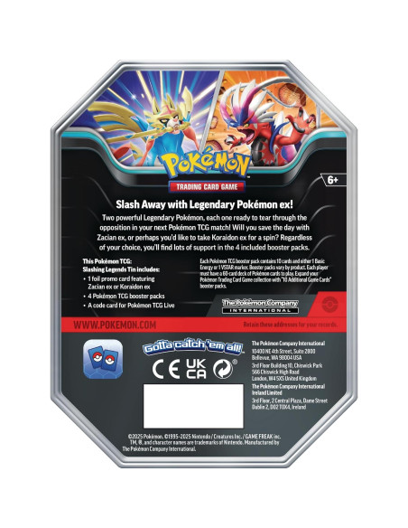 Lata Pokémon TCG Leyendas Cortantes Koraidon ex - 1 Carta Foil + 4 Paquetes Lata Pokémon TCG Leyendas Cortantes Koraidon ex - 1 Carta Foil + 4 Paquetes