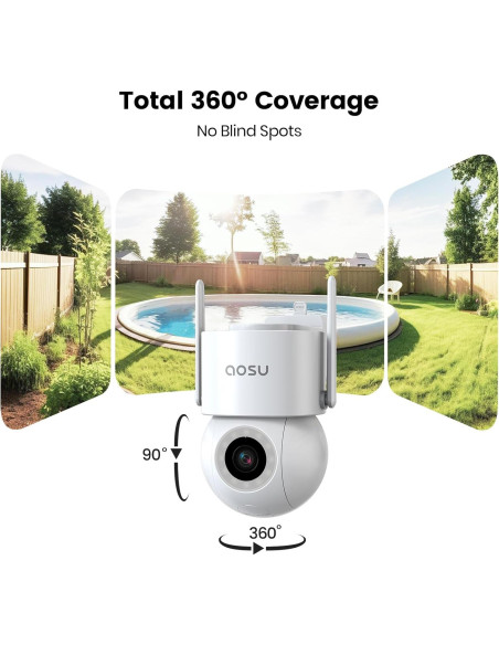 Cámara de Seguridad AOSU 2 Paquete 3K WiFi Exterior 360