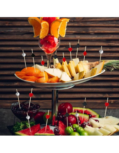 200 Palillos de Cóctel Temática Casino Augoog 12 cm Decorativos