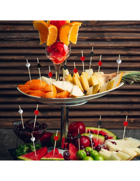 200 Palillos de Cóctel Temática Casino Augoog 12 cm Decorativos