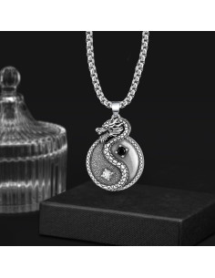 Collar Dragón Yin Yang 925 Plata Esterlina para Hombres 2