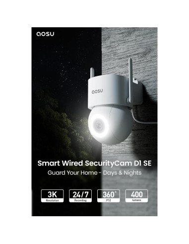 Cámara de Seguridad AOSU 2 Paquete 3K WiFi Exterior 360