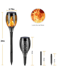 Luces de antorcha solar Hotomely 6Pack con llama LED 2