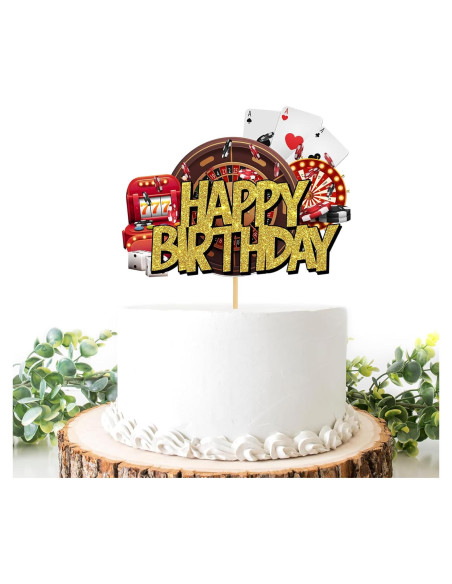 Adorno de Pastel Dorado Brillante Helewilk - Noche de Casino