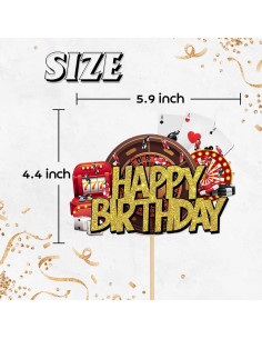 Adorno de Pastel Dorado Brillante Helewilk - Noche de Casino 2