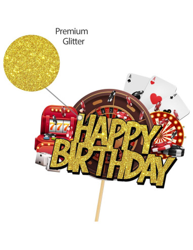 Adorno de Pastel Dorado Brillante Helewilk - Noche de Casino