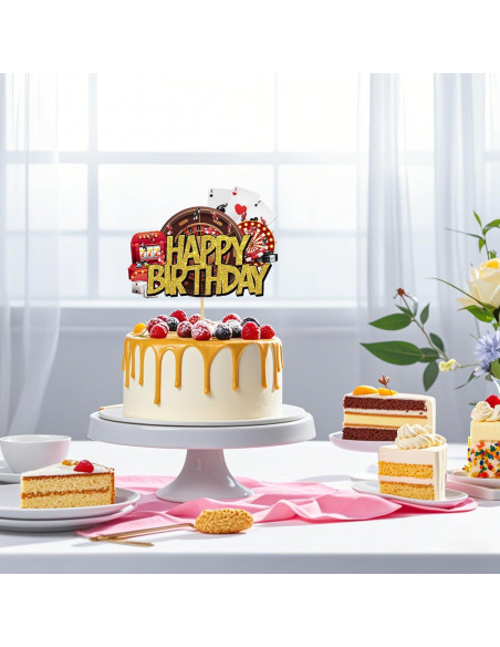 Adorno de Pastel Dorado Brillante Helewilk - Noche de Casino