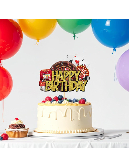 Adorno de Pastel Dorado Brillante Helewilk - Noche de Casino