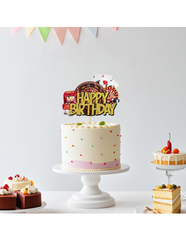 Adorno de Pastel Dorado Brillante Helewilk - Noche de Casino