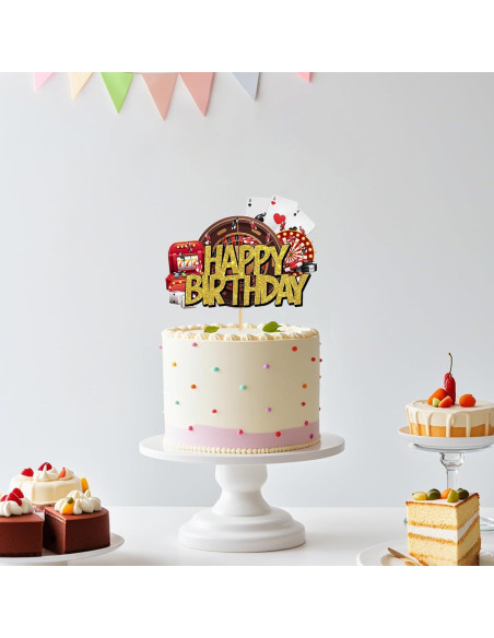 Adorno de Pastel Dorado Brillante Helewilk - Noche de Casino