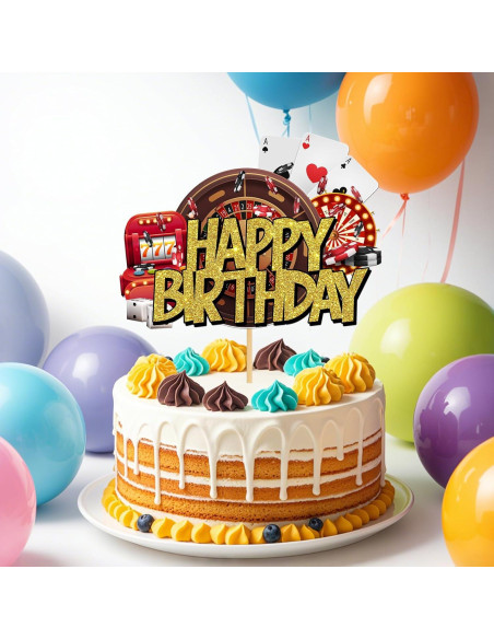 Adorno de Pastel Dorado Brillante Helewilk - Noche de Casino