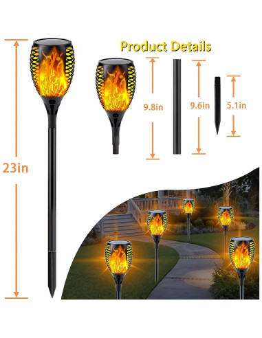 Antorchas Solares Shengyujie Paquete de 4 Llama Brillante