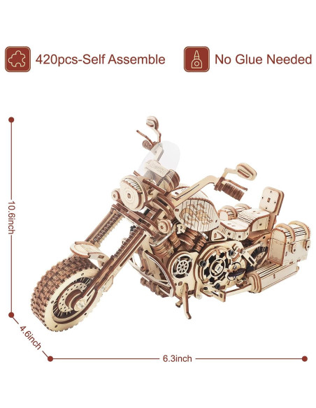 Kit de Rompecabezas 3D Motocicleta ROKR de Madera para Adultos Kit de Rompecabezas 3D Motocicleta ROKR de Madera para Adultos