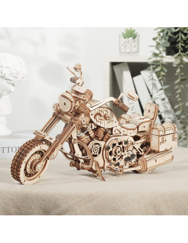 Kit de Rompecabezas 3D Motocicleta ROKR de Madera para Adultos
