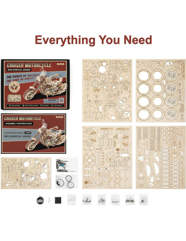 Kit de Rompecabezas 3D Motocicleta ROKR de Madera para Adultos