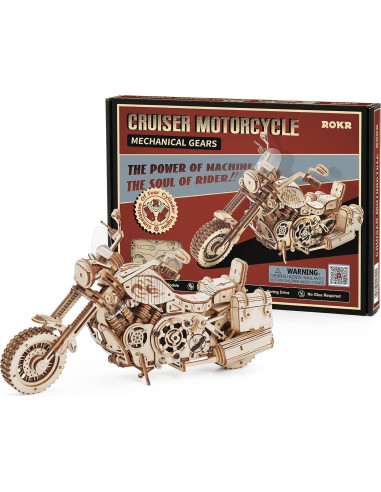 Kit de Rompecabezas 3D Motocicleta ROKR de Madera para Adultos