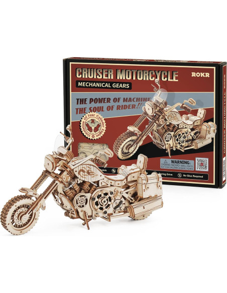 Kit de Rompecabezas 3D Motocicleta ROKR de Madera para Adultos Kit de Rompecabezas 3D Motocicleta ROKR de Madera para Adultos