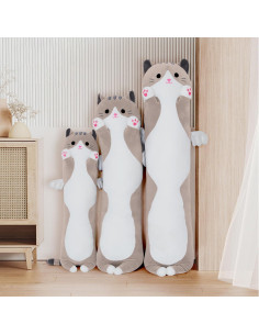 Almohada de Cuerpo de Gato Peluche SNOWOLF 90 cm Gris 2