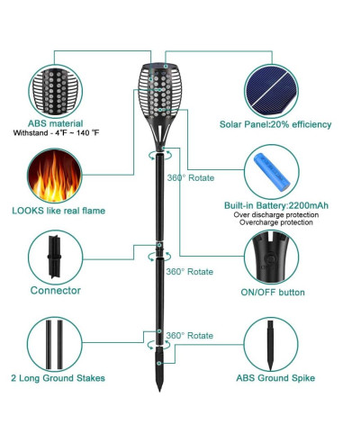 Aityvert Luces Solares 4 Paquete 109 cm Antorchas LED