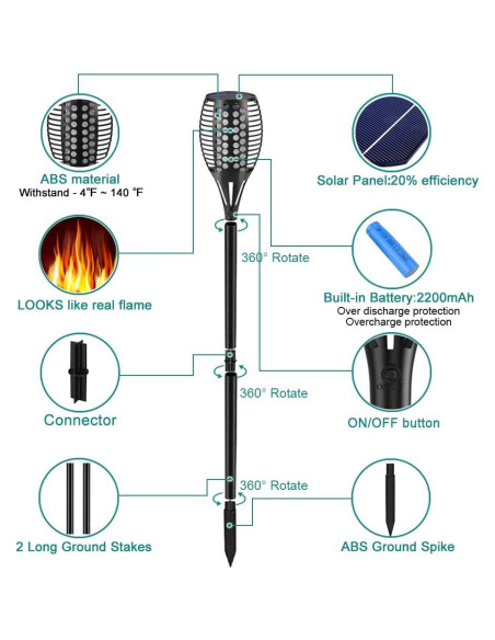Aityvert Luces Solares 4 Paquete 109 cm Antorchas LED