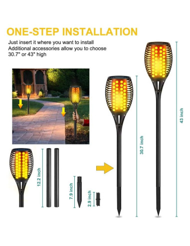 Aityvert Luces Solares 4 Paquete 109 cm Antorchas LED