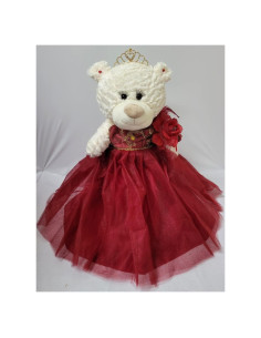 Oso de Peluche Quinceañera Kinnex 50.8 cm Burdeos con Vestido
