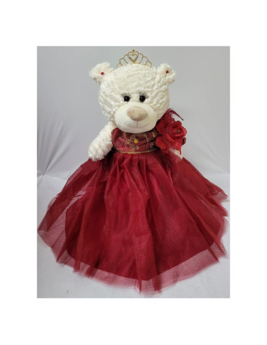 Oso de Peluche Quinceañera Kinnex 50.8 cm Burdeos con Vestido