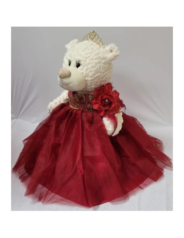 Oso de Peluche Quinceañera Kinnex 50.8 cm Burdeos con Vestido