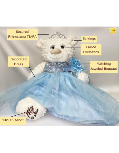 Oso de Peluche Quinceañera Kinnex 50.8 cm Burdeos con Vestido
