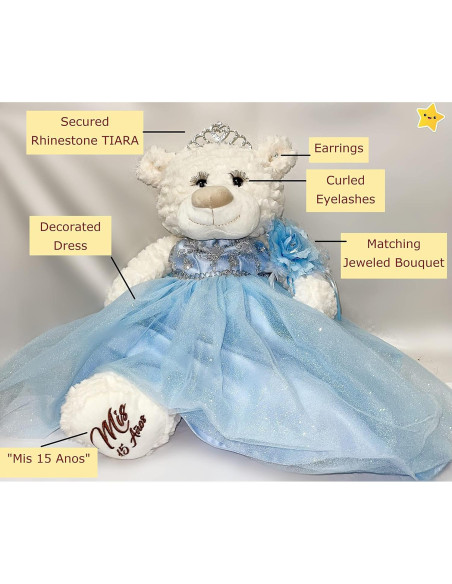Oso de Peluche Quinceañera Kinnex 50.8 cm Burdeos con Vestido