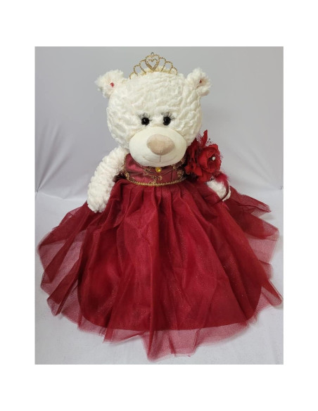 Oso de Peluche Quinceañera Kinnex 50.8 cm Burdeos con Vestido