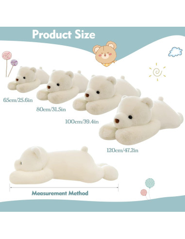 Osito de Peluche Grande Blanco Kawaii 120cm NXNYNZ