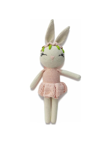 Conejo de peluche suave BBYP 32 cm - Sonajero de ganchillo