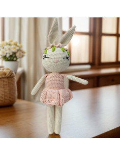 Conejo de peluche suave BBYP 32 cm - Sonajero de ganchillo 2