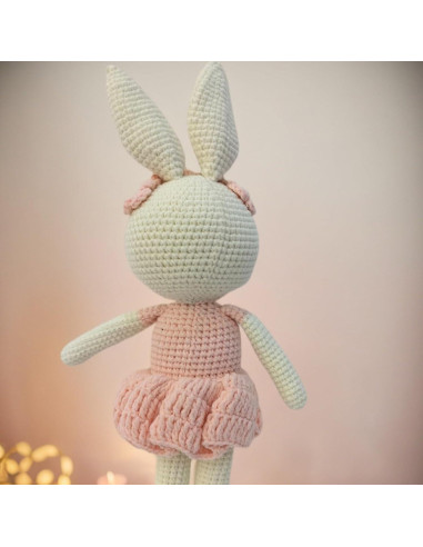 Conejo de peluche suave BBYP 32 cm - Sonajero de ganchillo