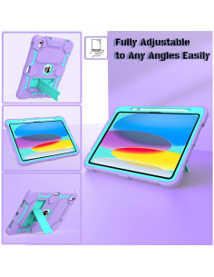 Funda CCMAO para iPad 10.9" y 11" 2022-2025, Morado+Verde 2