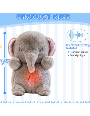 Elefante de Peluche Calmante NXNYNZ 34.8x15.2x20.3cm